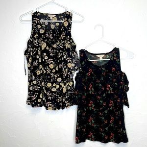 LC Lauren Conrad Cold Shoulder Floral x2 Bundle Shirts